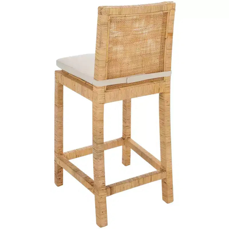 Sgabello da bancone Tojo con cuscino - BST6502 - Bianco/Naturale - Safavieh