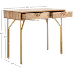 Scrivania a 2 cassetti Lily - DSK9006 - Naturale/Ottone - Safavieh