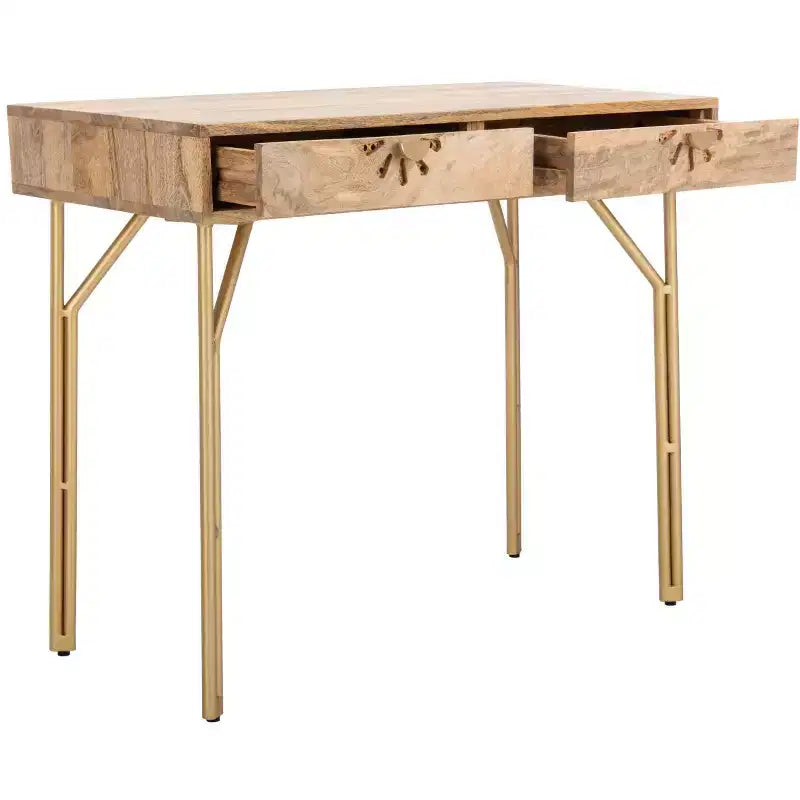 Scrivania a 2 cassetti Lily - DSK9006 - Naturale/Ottone - Safavieh