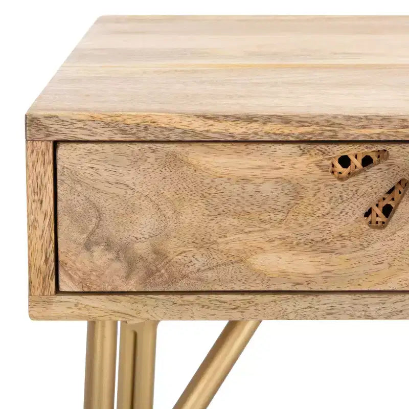 Scrivania a 2 cassetti Lily - DSK9006 - Naturale/Ottone - Safavieh