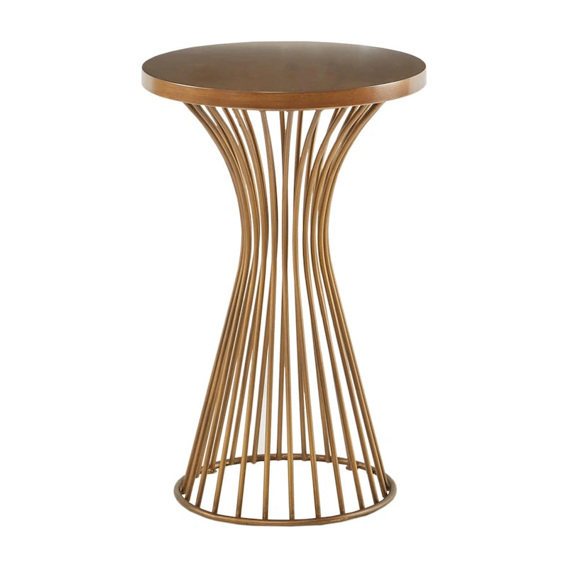 Tavolino Piedistallo in Filo Metallico Color Bronzo, 76 cm