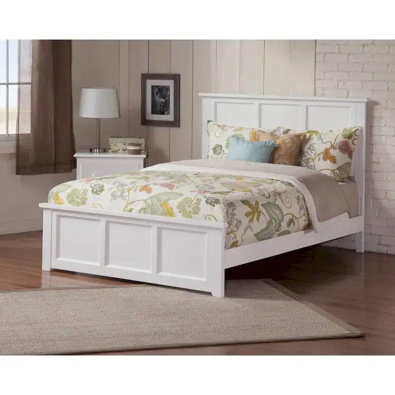 Madison Queen - Base letto con testiera e pediera abbinate, bianco