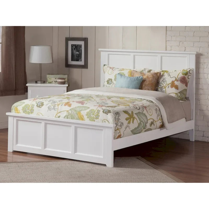 Madison Queen - Base letto con testiera e pediera abbinate, bianco