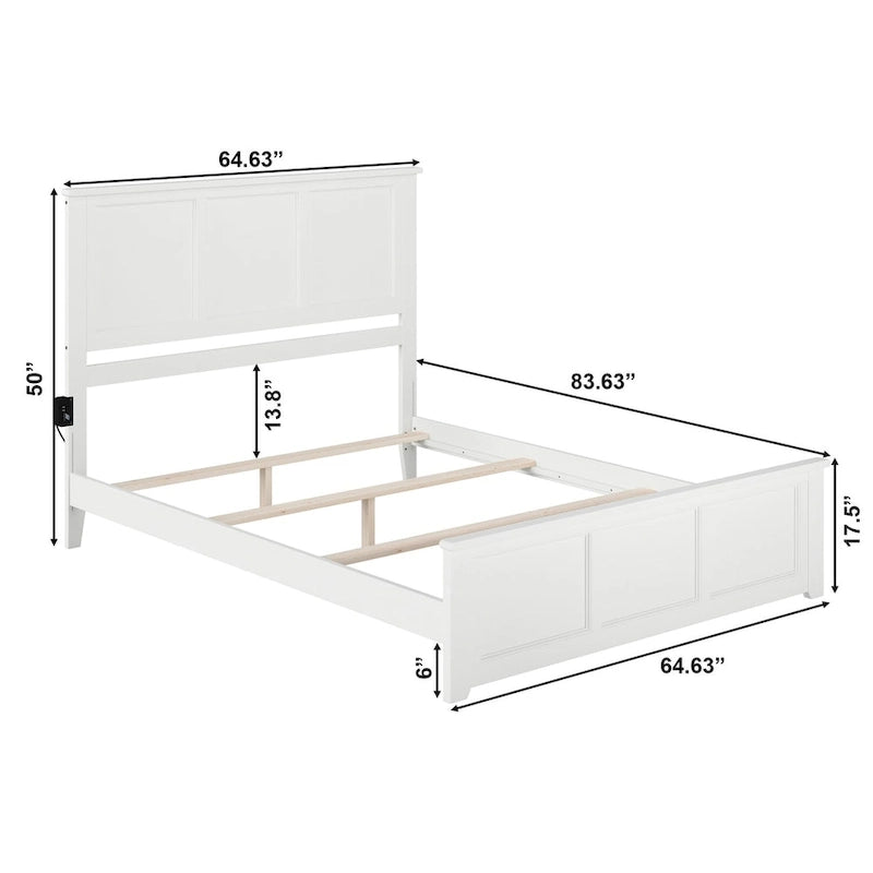 Madison Queen - Base letto con testiera e pediera abbinate, bianco