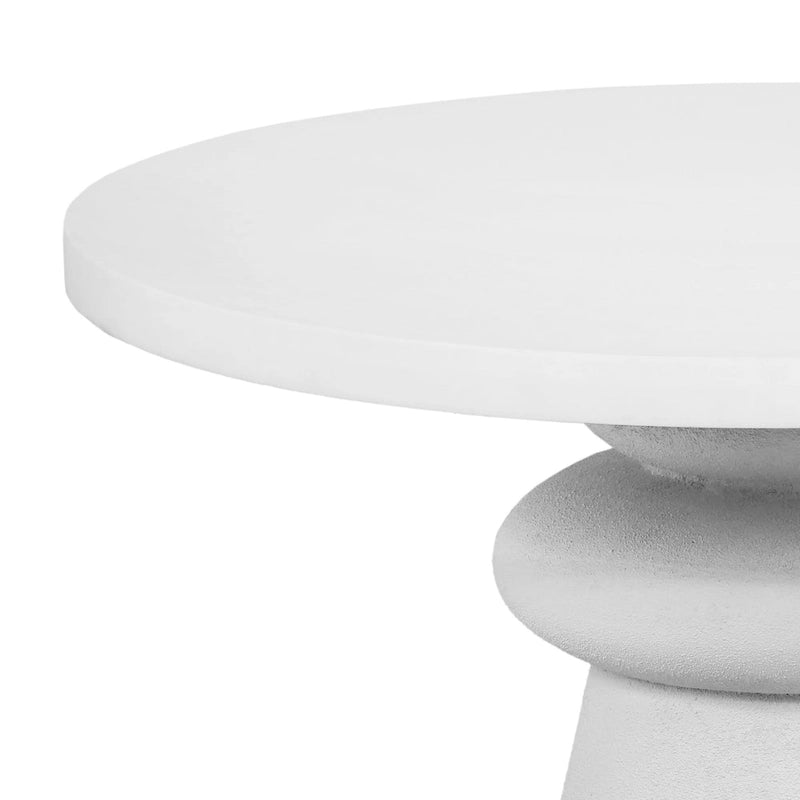 Tavolo da pranzo rotondo bianco fatto a mano con base in resina scultorea testurizzata