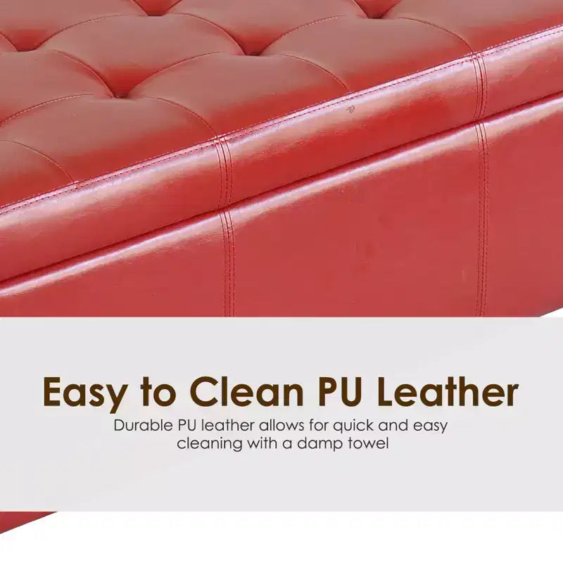 HOMCOM 51 Pouf Contenitore Rettangolare in Similpelle Trapuntata