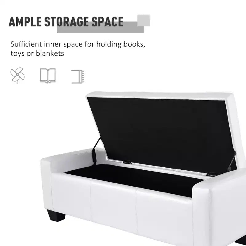 HOMCOM 51 Pouf Contenitore Rettangolare in Similpelle Trapuntata