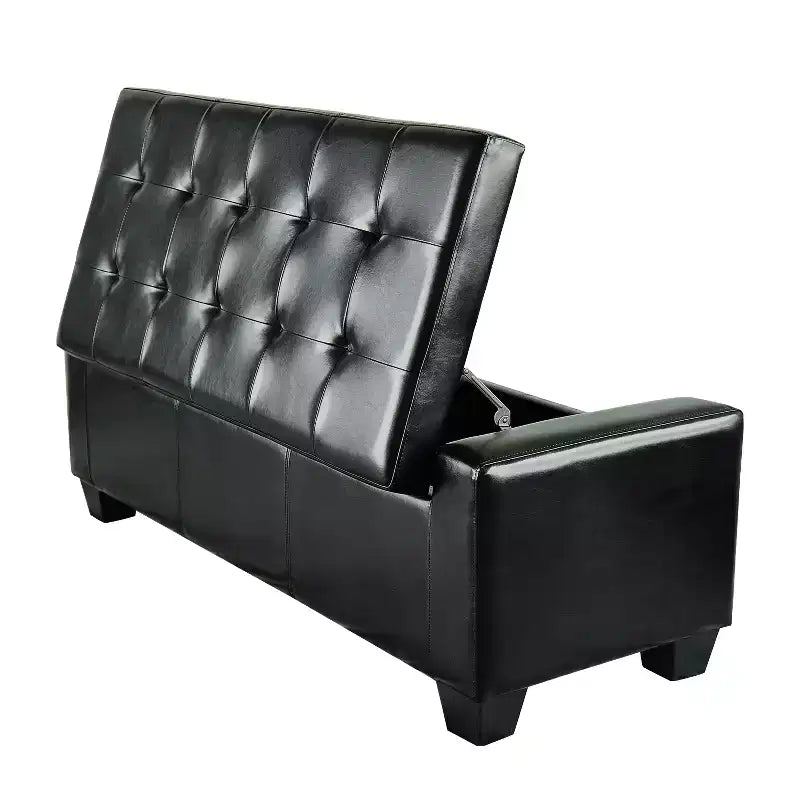 HOMCOM 51 Pouf Contenitore Rettangolare in Similpelle Trapuntata