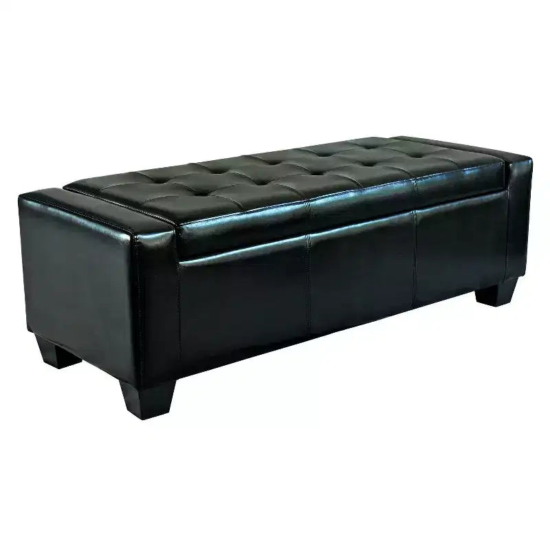 HOMCOM 51 Faux Leather Rectangular Tufted Storage Ottoman