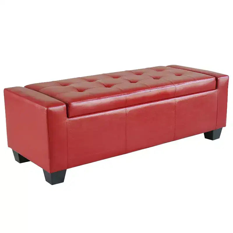 HOMCOM 51 Pouf Contenitore Rettangolare in Similpelle Trapuntata