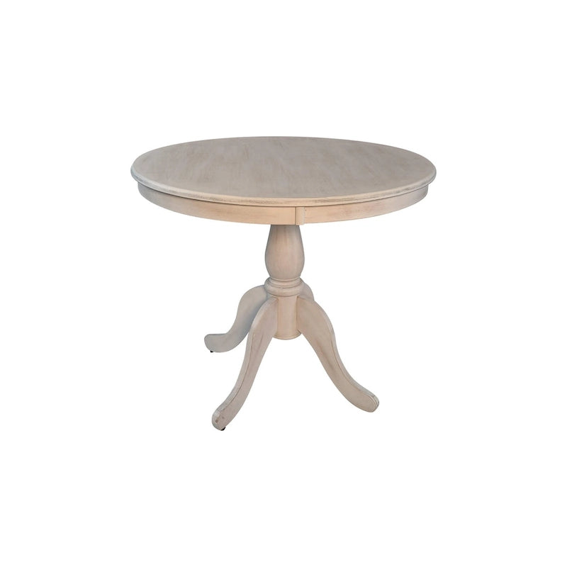 Tavolo da pranzo rotondo con piedistallo sbiancato/legno naturale, 4 posti