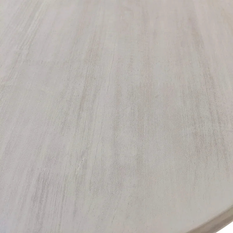 Tavolo da pranzo rotondo con piedistallo sbiancato/legno naturale, 4 posti