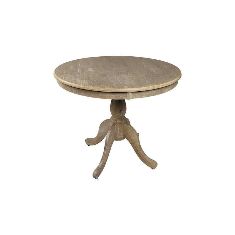 Tavolo da pranzo rotondo con piedistallo sbiancato/legno naturale, 4 posti