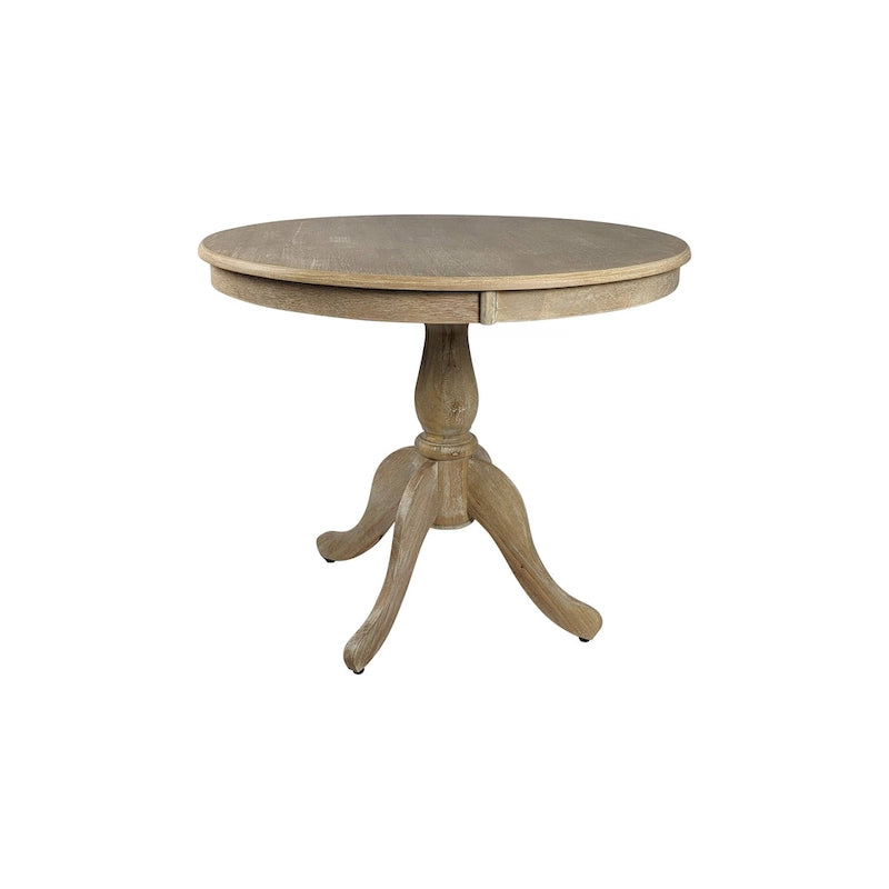 Tavolo da pranzo rotondo con piedistallo sbiancato/legno naturale, 4 posti