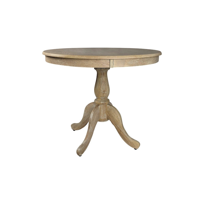 Tavolo da pranzo rotondo con piedistallo sbiancato/legno naturale, 4 posti