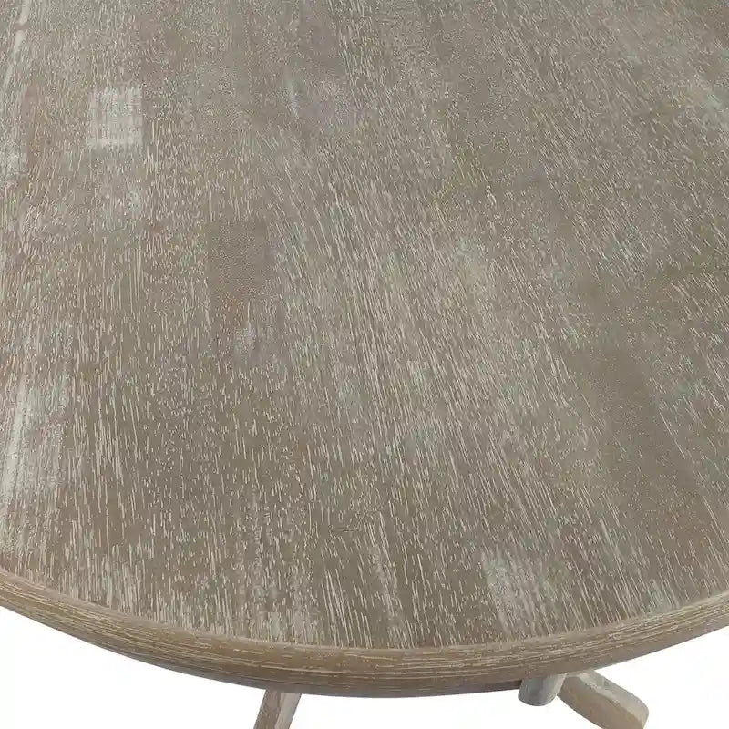 Tavolo da pranzo rotondo con piedistallo sbiancato/legno naturale, 4 posti