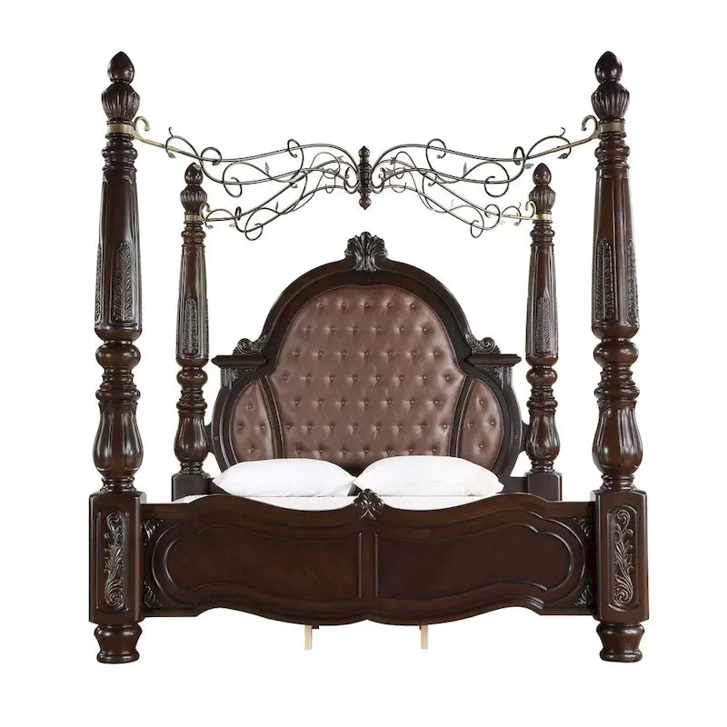Letto a Baldacchino Noce e Marrone – King / Queen, 2 Posti