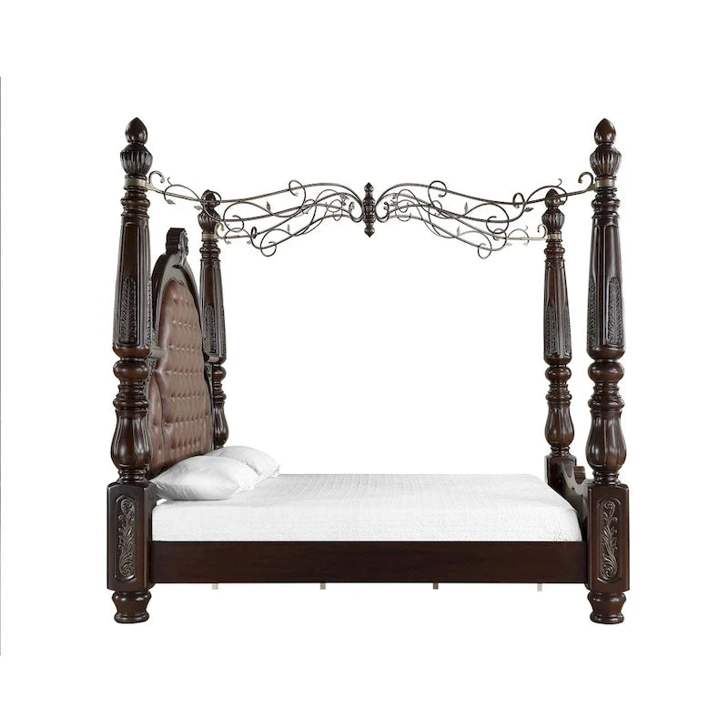 Letto a Baldacchino Noce e Marrone – King / Queen, 2 Posti