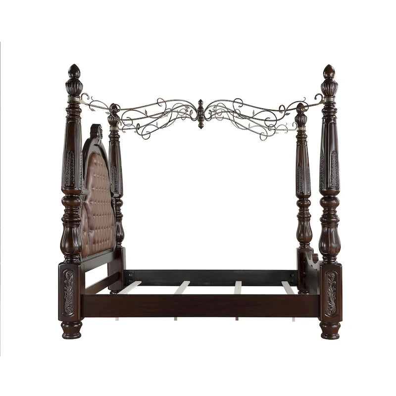 Letto a Baldacchino Noce e Marrone – King / Queen, 2 Posti