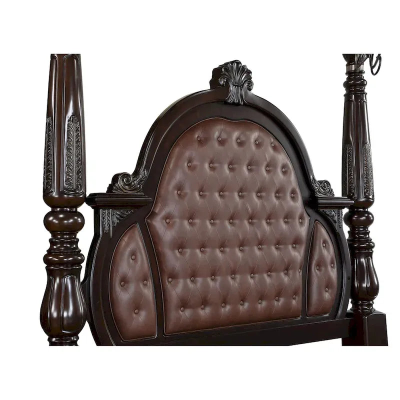 Letto a Baldacchino Noce e Marrone – King / Queen, 2 Posti