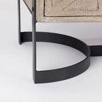Mobiletto d'Appoggio Rivien in Legno Massello Marrone Chiaro con Struttura in Metallo Nero a 2 Ante