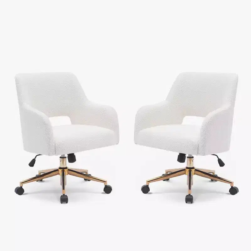 WestinTrends Genevieve Mid-Century Modern Swivel Office Chair With Wheels (Set Of 2), Cream