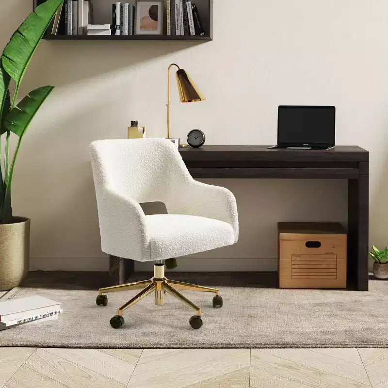 WestinTrends Sedia da Ufficio Girevole Genevieve in Stile Moderno di Metà Secolo con Ruote (Set da 2), Crema