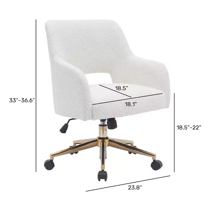 WestinTrends Sedia da Ufficio Girevole Genevieve in Stile Moderno di Metà Secolo con Ruote (Set da 2), Crema