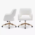 WestinTrends Sedia da Ufficio Girevole Genevieve in Stile Moderno di Metà Secolo con Ruote (Set da 2), Crema