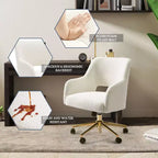 WestinTrends Sedia da Ufficio Girevole Genevieve in Stile Moderno di Metà Secolo con Ruote (Set da 2), Crema