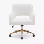 WestinTrends Sedia da Ufficio Girevole Genevieve in Stile Moderno di Metà Secolo con Ruote (Set da 2), Crema