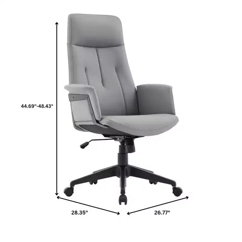 LeisureMod Aiaria Sedia da ufficio ergonomica in pelle con schienale alto Altezza regolabile, girevole e inclinabile, braccioli, sedia da scrivania moderna per ufficio domestico