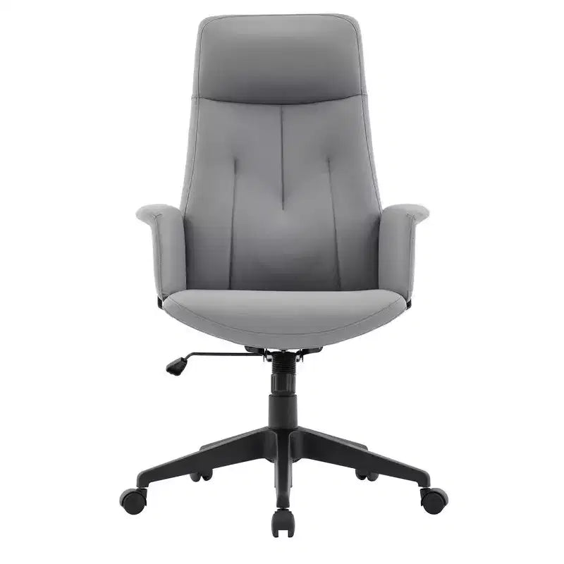 LeisureMod Aiaria Sedia da ufficio ergonomica in pelle con schienale alto Altezza regolabile, girevole e inclinabile, braccioli, sedia da scrivania moderna per ufficio domestico