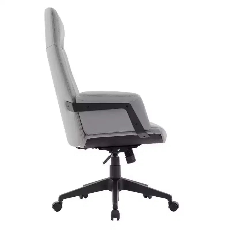 LeisureMod Aiaria Sedia da ufficio ergonomica in pelle con schienale alto Altezza regolabile, girevole e inclinabile, braccioli, sedia da scrivania moderna per ufficio domestico