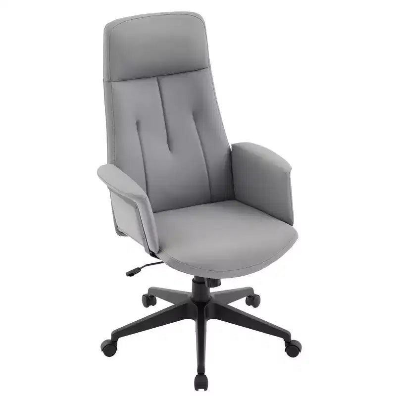 LeisureMod Aiaria Sedia da ufficio ergonomica in pelle con schienale alto Altezza regolabile, girevole e inclinabile, braccioli, sedia da scrivania moderna per ufficio domestico