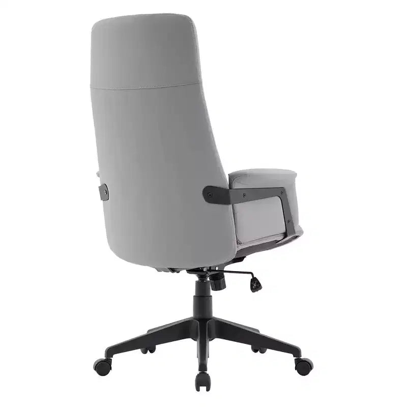 LeisureMod Aiaria Sedia da ufficio ergonomica in pelle con schienale alto Altezza regolabile, girevole e inclinabile, braccioli, sedia da scrivania moderna per ufficio domestico