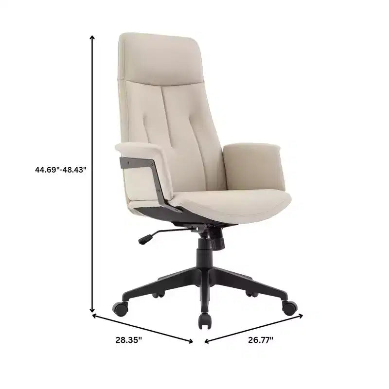 LeisureMod Aiaria Sedia da ufficio ergonomica in pelle con schienale alto Altezza regolabile, girevole e inclinabile, braccioli, sedia da scrivania moderna per ufficio domestico