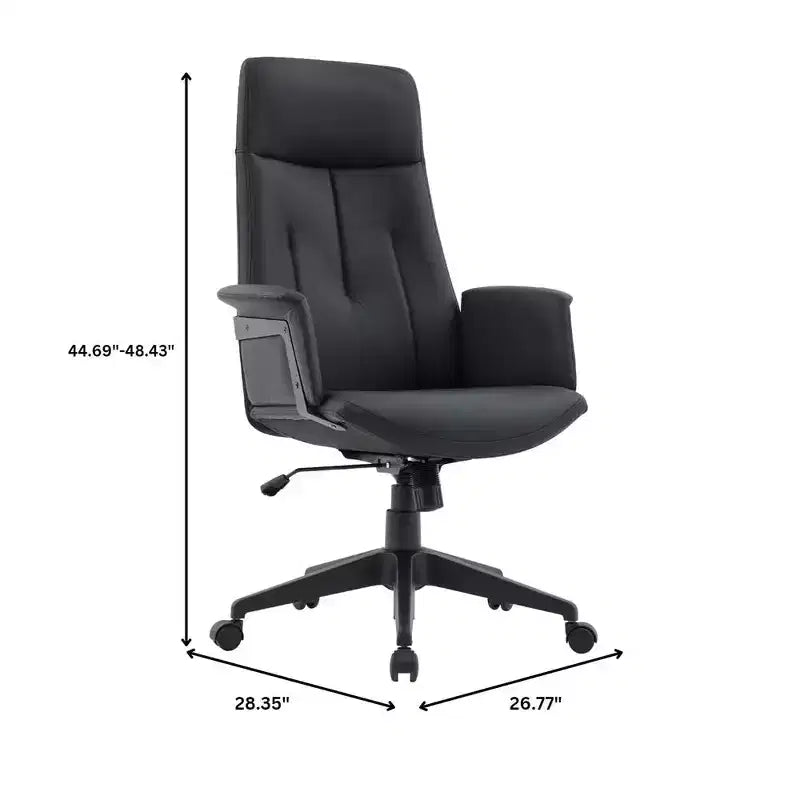 LeisureMod Aiaria Sedia da ufficio ergonomica in pelle con schienale alto Altezza regolabile, girevole e inclinabile, braccioli, sedia da scrivania moderna per ufficio domestico