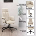 LeisureMod Aiaria Sedia da ufficio ergonomica in pelle con schienale alto Altezza regolabile, girevole e inclinabile, braccioli, sedia da scrivania moderna per ufficio domestico