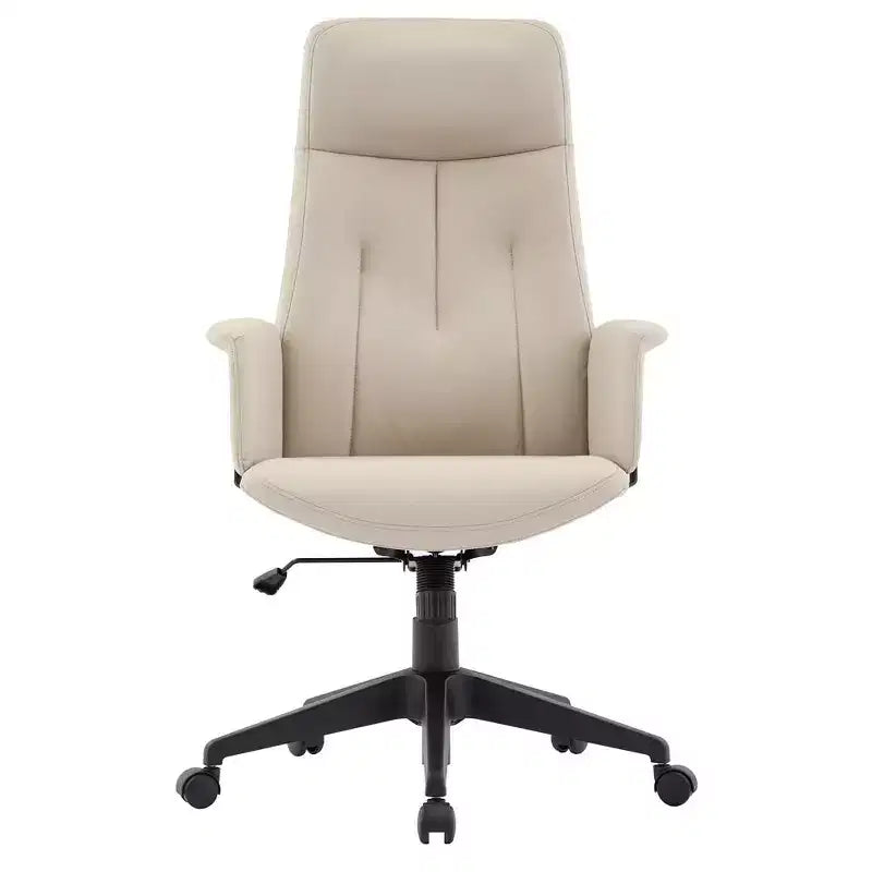 LeisureMod Aiaria Sedia da ufficio ergonomica in pelle con schienale alto Altezza regolabile, girevole e inclinabile, braccioli, sedia da scrivania moderna per ufficio domestico