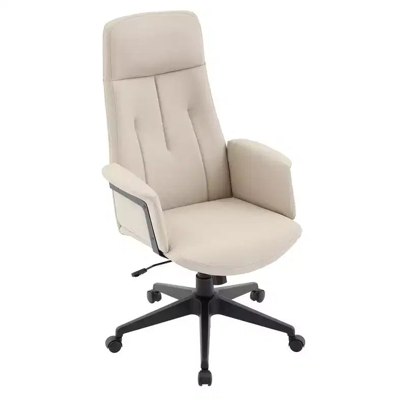 LeisureMod Aiaria Sedia da ufficio ergonomica in pelle con schienale alto Altezza regolabile, girevole e inclinabile, braccioli, sedia da scrivania moderna per ufficio domestico