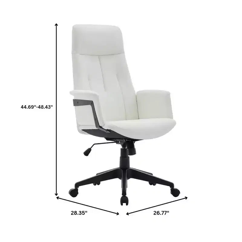 LeisureMod Aiaria Sedia da ufficio ergonomica in pelle con schienale alto Altezza regolabile, girevole e inclinabile, braccioli, sedia da scrivania moderna per ufficio domestico