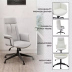 LeisureMod Aiaria Sedia da ufficio ergonomica in pelle con schienale alto Altezza regolabile, girevole e inclinabile, braccioli, sedia da scrivania moderna per ufficio domestico
