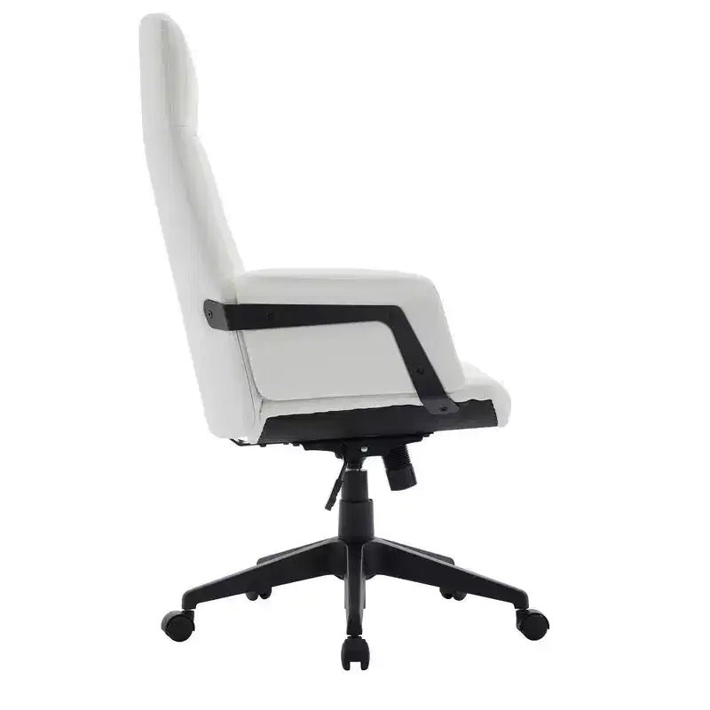 LeisureMod Aiaria Sedia da ufficio ergonomica in pelle con schienale alto Altezza regolabile, girevole e inclinabile, braccioli, sedia da scrivania moderna per ufficio domestico