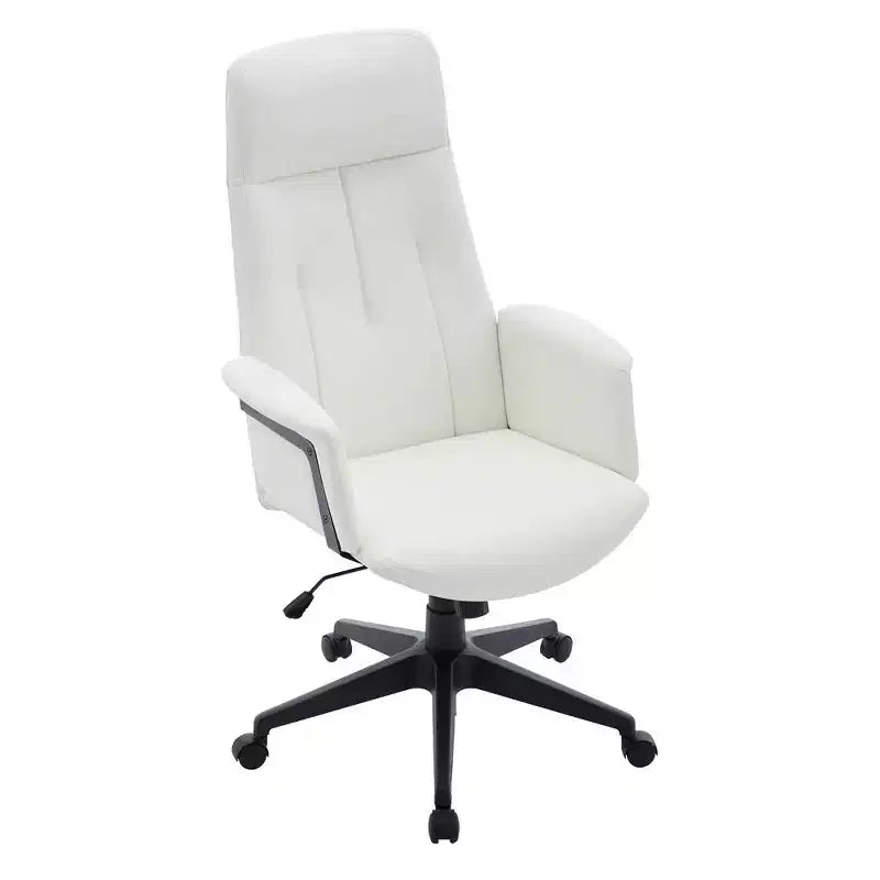 LeisureMod Aiaria Sedia da ufficio ergonomica in pelle con schienale alto Altezza regolabile, girevole e inclinabile, braccioli, sedia da scrivania moderna per ufficio domestico