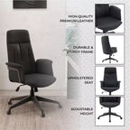 LeisureMod Aiaria Sedia da ufficio ergonomica in pelle con schienale alto Altezza regolabile, girevole e inclinabile, braccioli, sedia da scrivania moderna per ufficio domestico