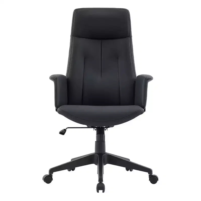 LeisureMod Aiaria Sedia da ufficio ergonomica in pelle con schienale alto Altezza regolabile, girevole e inclinabile, braccioli, sedia da scrivania moderna per ufficio domestico