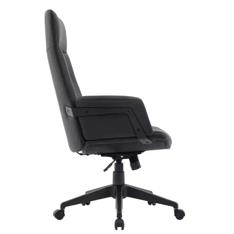 LeisureMod Aiaria Sedia da ufficio ergonomica in pelle con schienale alto Altezza regolabile, girevole e inclinabile, braccioli, sedia da scrivania moderna per ufficio domestico