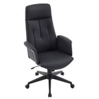 LeisureMod Aiaria Sedia da ufficio ergonomica in pelle con schienale alto Altezza regolabile, girevole e inclinabile, braccioli, sedia da scrivania moderna per ufficio domestico