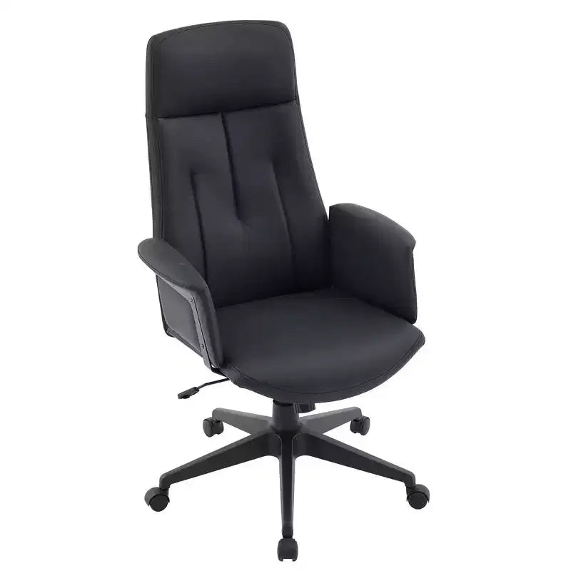 LeisureMod Aiaria Sedia da ufficio ergonomica in pelle con schienale alto Altezza regolabile, girevole e inclinabile, braccioli, sedia da scrivania moderna per ufficio domestico